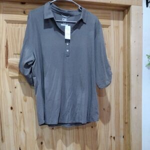 Gray Polo Shirt 3/4 Sleeve Size 2x BNWT